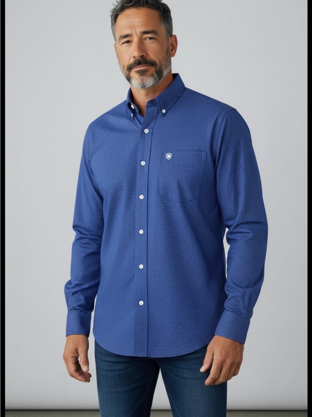 Ariat Men's Royal Blue Micro-Print Button-Down Shirt